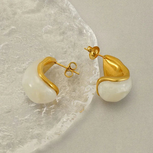 Golden Wave Pearl Studs