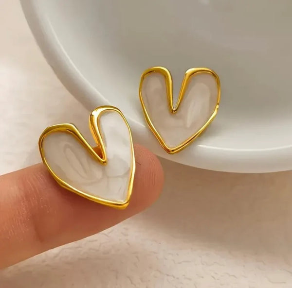 Marbled Heart Studs