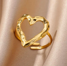 Hollow Heart Adjustable Ring