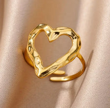 Hollow Heart Adjustable Ring