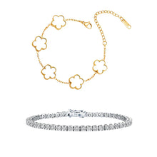 White Clover Bracelet With Tennis Bracelet