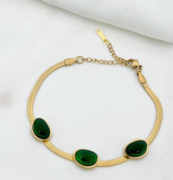 Emerald Snake Chain Bracelet