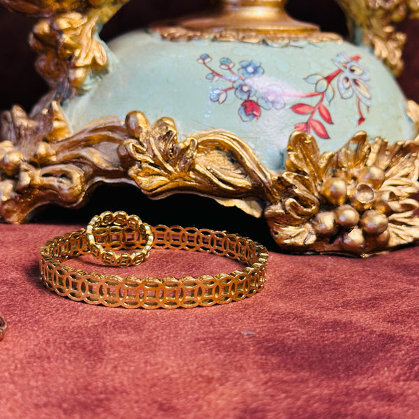Trendy braclet and ring set